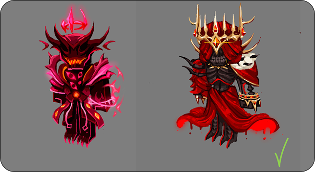 Concept art development of a fantasy character in red armor